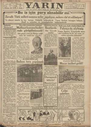Yarın Gazetesi 13 Temmuz 1931 kapağı