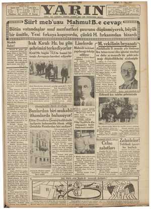 Yarın Gazetesi 14 Temmuz 1931 kapağı