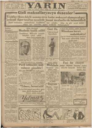 Yarın Gazetesi 23 Temmuz 1931 kapağı