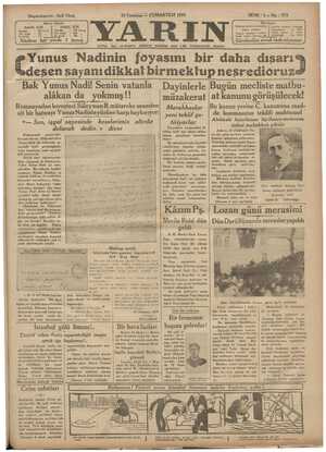 Yarın Gazetesi 25 Temmuz 1931 kapağı