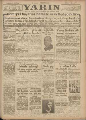 Yarın Gazetesi 30 Temmuz 1931 kapağı