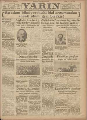 Yarın Gazetesi 1 Ağustos 1931 kapağı