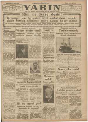 Yarın Gazetesi 3 Ağustos 1931 kapağı