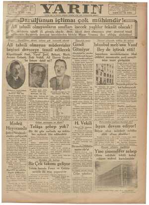 Yarın Gazetesi 16 Ağustos 1931 kapağı