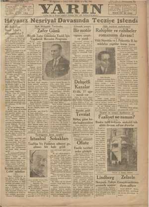 Yarın Gazetesi 18 Ağustos 1931 kapağı