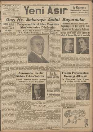 Yeni Asır Gazetesi 8 Temmuz 1934 kapağı