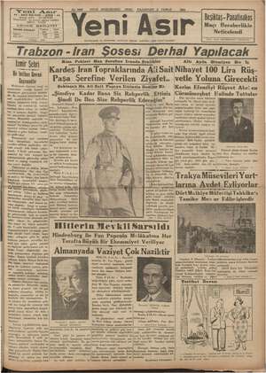 Yeni Asır Gazetesi 9 Temmuz 1934 kapağı