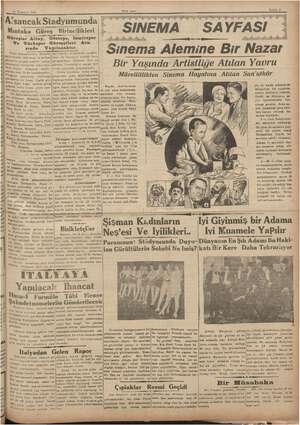      İ 13 Temmuz 1934 Yeni Asır Sahife 5 v e iy yy gg e e m > SINEMA | SA YFASI nen albenrimedii eslik Güreş | Birincilikleri