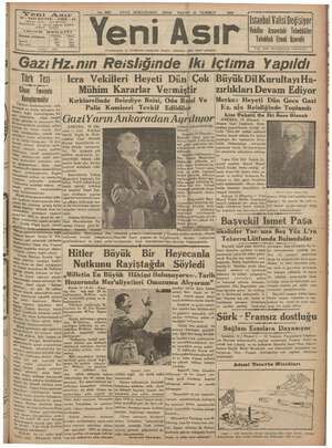 Yeni Asır Gazetesi 15 Temmuz 1934 kapağı