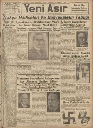 Yeni Asır Gazetesi 16 Temmuz 1934 kapağı