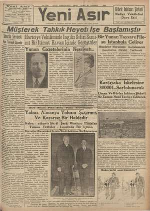 Yeni Asır Gazetesi 20 Temmuz 1934 kapağı