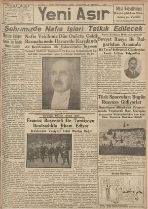 Yeni Asır Gazetesi 26 Temmuz 1934 kapağı