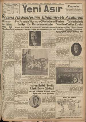 Yeni Asır Gazetesi 30 Temmuz 1934 kapağı