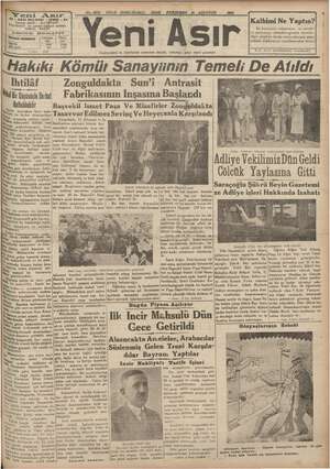 Yeni Asır Gazetesi 16 Ağustos 1934 kapağı