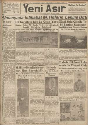 Yeni Asır Gazetesi 20 Ağustos 1934 kapağı