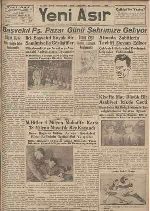 Yeni Asır Gazetesi 22 Ağustos 1934 kapağı