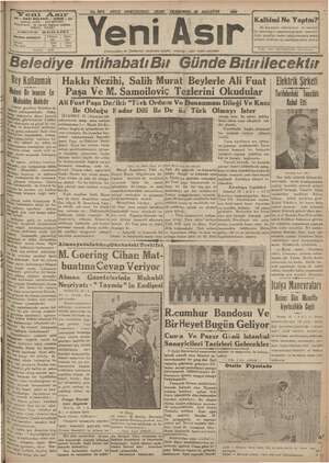 Yeni Asır Gazetesi 23 Ağustos 1934 kapağı