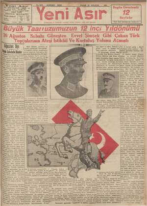 Yeni Asır Gazetesi 26 Ağustos 1934 kapağı