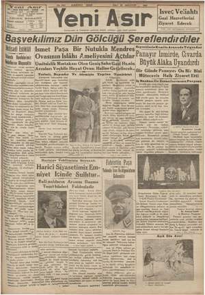 Yeni Asır Gazetesi 28 Ağustos 1934 kapağı