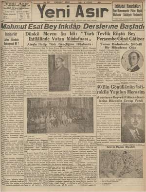 Yeni Asır Gazetesi 4 Eylül 1934 kapağı