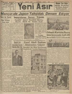 Yeni Asır Gazetesi 5 Eylül 1934 kapağı
