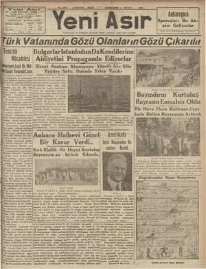 Yeni Asır Gazetesi 6 Eylül 1934 kapağı