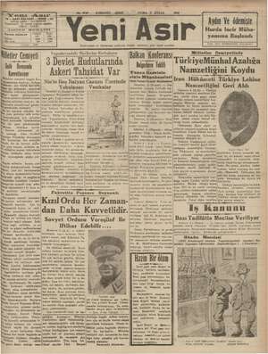 Yeni Asır Gazetesi 7 Eylül 1934 kapağı