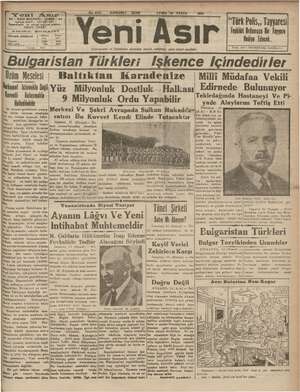 Yeni Asır Gazetesi 14 Eylül 1934 kapağı