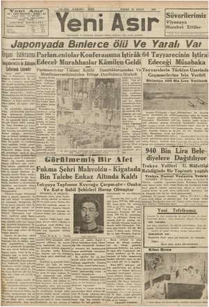 Yeni Asır Gazetesi 23 Eylül 1934 kapağı