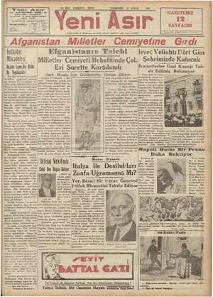 Yeni Asır Gazetesi 27 Eylül 1934 kapağı
