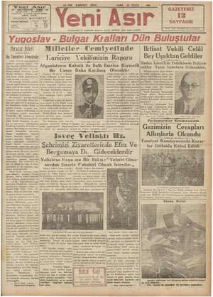 Yeni Asır Gazetesi 28 Eylül 1934 kapağı