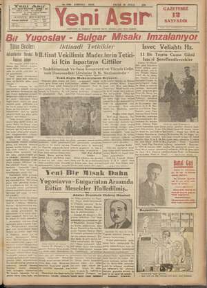 Yeni Asır Gazetesi 30 Eylül 1934 kapağı