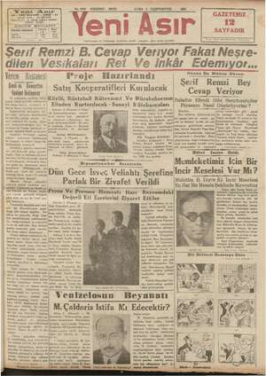 Yeni Asır Gazetesi 5 Ekim 1934 kapağı
