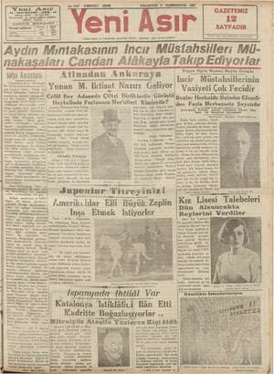 Yeni Asır Gazetesi 8 Ekim 1934 kapağı
