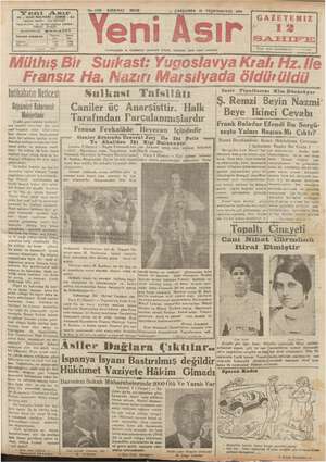 Yeni Asır Gazetesi 10 Ekim 1934 kapağı