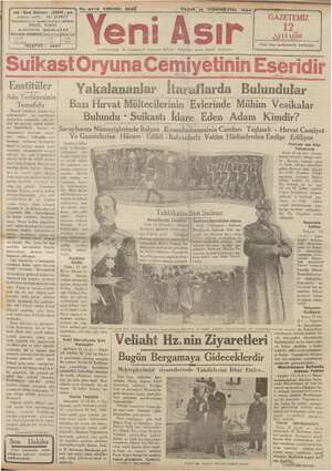 Yeni Asır Gazetesi 14 Ekim 1934 kapağı