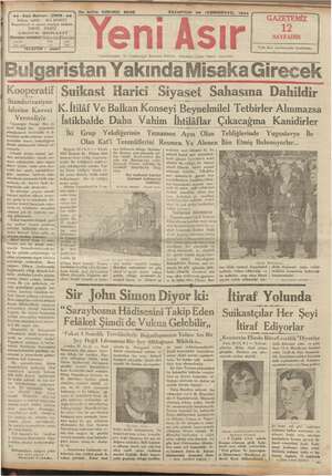 Yeni Asır Gazetesi 22 Ekim 1934 kapağı