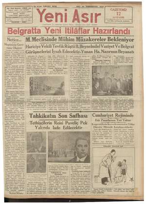 Yeni Asır Gazetesi 23 Ekim 1934 kapağı