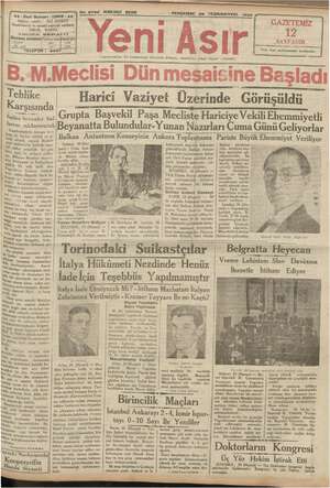 Yeni Asır Gazetesi 25 Ekim 1934 kapağı