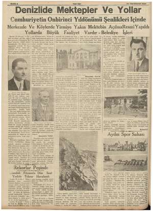  Yeni Asır 3o Teşrinievvel 1934 7 “Denizlide Mektepler Ve Yollar Cumhuriyetin Onbirinci Yıldönümü Şenlikleri Içinde Merkezde