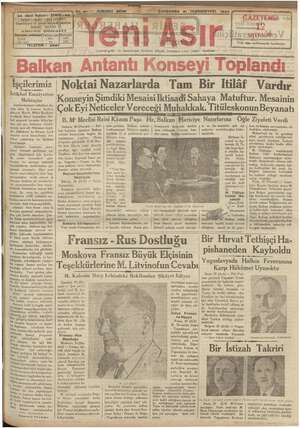 Yeni Asır Gazetesi 31 Ekim 1934 kapağı