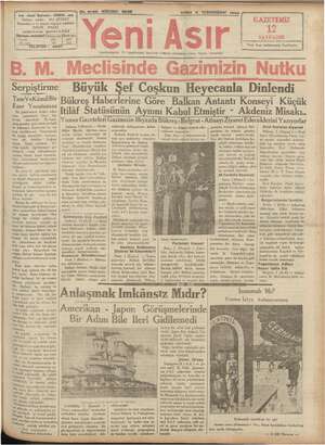 Yeni Asır Gazetesi 2 Kasım 1934 kapağı