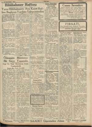    2 Teşrinisani 1934 Hilâliahmer Haftası | Yarın Hilâlilahmere Aza Kayıt Haf- tası Başlıyor- Yardımı Esirgemiyelim...