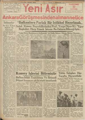Yeni Asır Gazetesi 4 Kasım 1934 kapağı