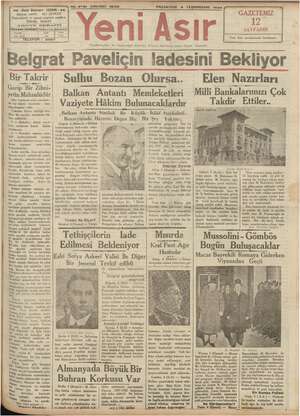 Yeni Asır Gazetesi 5 Kasım 1934 kapağı