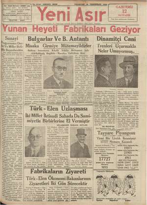 Yeni Asır Gazetesi 12 Kasım 1934 kapağı