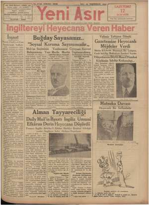 Yeni Asır Gazetesi 13 Kasım 1934 kapağı