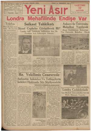 Yeni Asır Gazetesi 18 Kasım 1934 kapağı