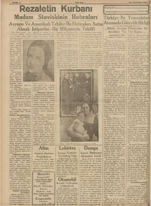  > Sahife 6 ” | Yeni Asır © Rezaletin Kurbanı 25 Teşrinsanı 1934. İBALKAN FFASLITITITATIZI AZI» POSTA sı Madam Staviskinin...