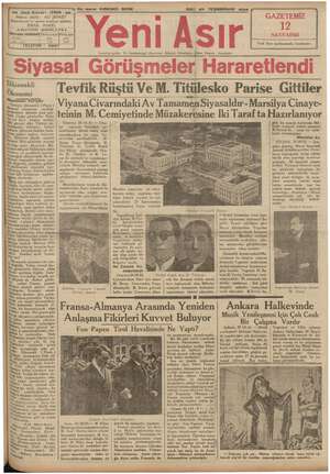 Yeni Asır Gazetesi 27 Kasım 1934 kapağı